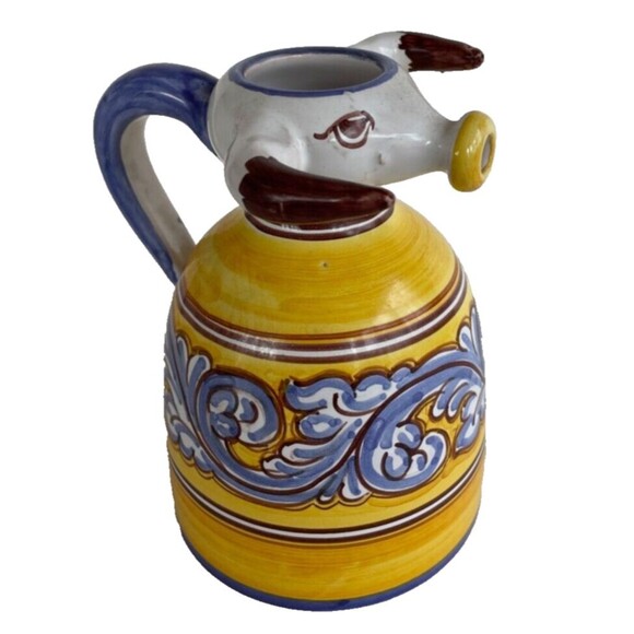Spanish Bull Milk Pitcher Creamer Picasso Style Art Pottery Signed Espana Unique - Picture 7 of 11